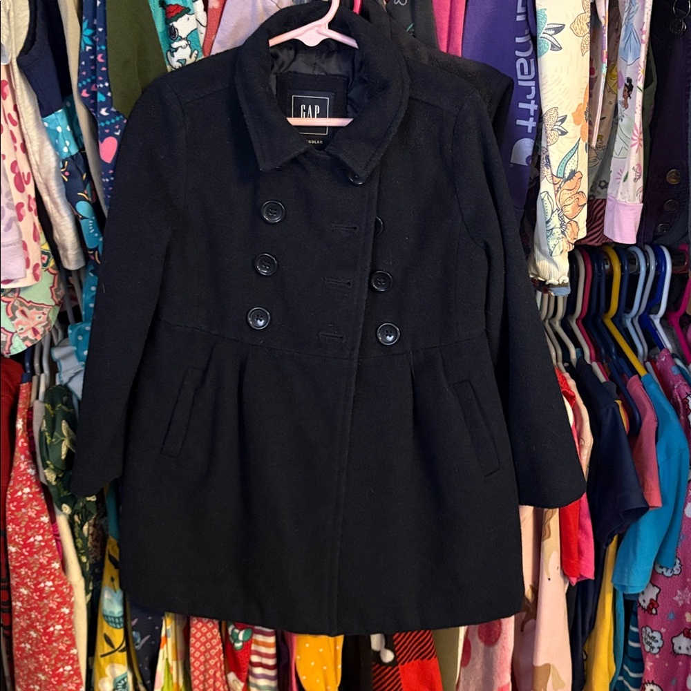 GAP Classic Black Double-Breasted Pea Coat